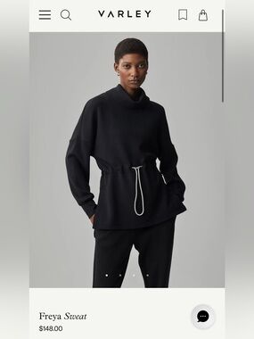 Varley Freya Sweat Women’s XS Double Soft Rolled High Neck Cinchable Waist $148